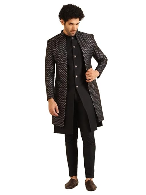 Men's Indo-Western Waistcoat Sherwani Trouser Set