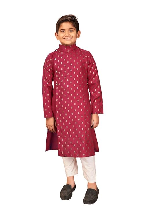 Boy's Cotton Printed Kurta With Pyjama Set