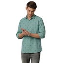 Linen Club Men's Green Printed Slim Fit Full Sleeve Casual Shirt